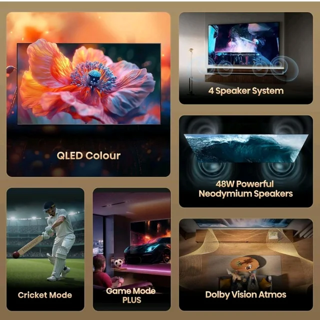 Hisense 139 cm (55 Inches) 4K Ultra HD Smart Hi-QLED TV | 48W Speakers | Dolby Atmos & HDR10+ | World Fastest TV OS - VIDAA | 55E75Q (Black