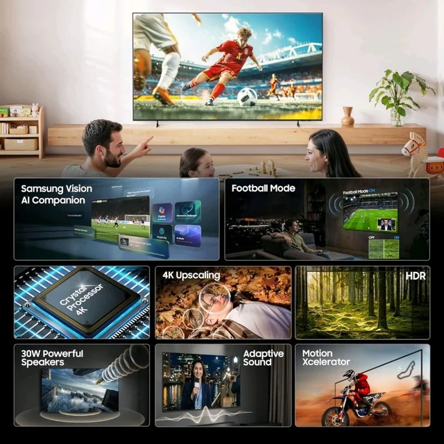 Samsung 43 inch (108cm) Crystal UHD 4K Vision AI 2026 Smart TV | 30W Speakers | 4K Upscaling | HDR10+ | 150+ Channels | 7 Years OS Upgrade | UA43UE86AHULXL