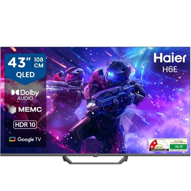 Haier H6E Series 108cm (43) 4K QLED Ultra HD Smart LED Google TV 43H6E
