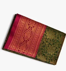 Brand: Generic
Kanjivaram Silk Saree, Black and Purple with Floral Zari Weave
Zari Border, Ethnic Wear, With Blouse Piece