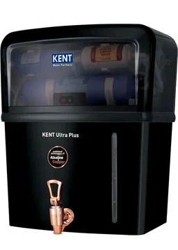 KENT Ultra Plus UV Water Purifier | UV+UF+Alkaline+Copper Water Purification | With Benefits of Alkaline & Copper | Fully Automatic Operation | Wall Mountable | 8L Storage | 60 L/hr Output | Black