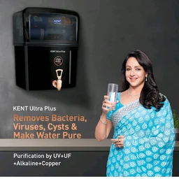KENT Ultra Plus UV Water Purifier | UV+UF+Alkaline+Copper Water Purification | With Benefits of Alkaline & Copper | Fully Automatic Operation | Wall Mountable | 8L Storage | 60 L/hr Output | Black