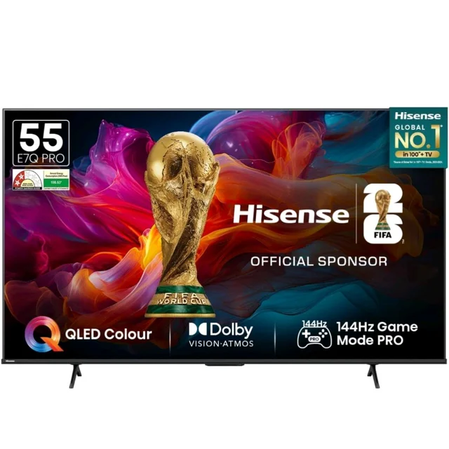 Visit the store, Hisense
Hisense
Visit the store
4.0
4.0 out of 5 stars
(81)
Hisense 139 cm (55 Inches) 4K Ultra HD Smart QLED TV | Dolby Vision Atmos, HDR10+ Adaptive | 144 Hz Game Mode Pro and 55E7Q (Charcoal Grey) | AI 4K Upscaler | VIDAA OS