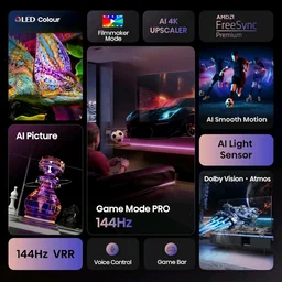 Visit the store, Hisense
Hisense
Visit the store
4.0
4.0 out of 5 stars
(81)
Hisense 139 cm (55 Inches) 4K Ultra HD Smart QLED TV | Dolby Vision Atmos, HDR10+ Adaptive | 144 Hz Game Mode Pro and 55E7Q (Charcoal Grey) | AI 4K Upscaler | VIDAA OS