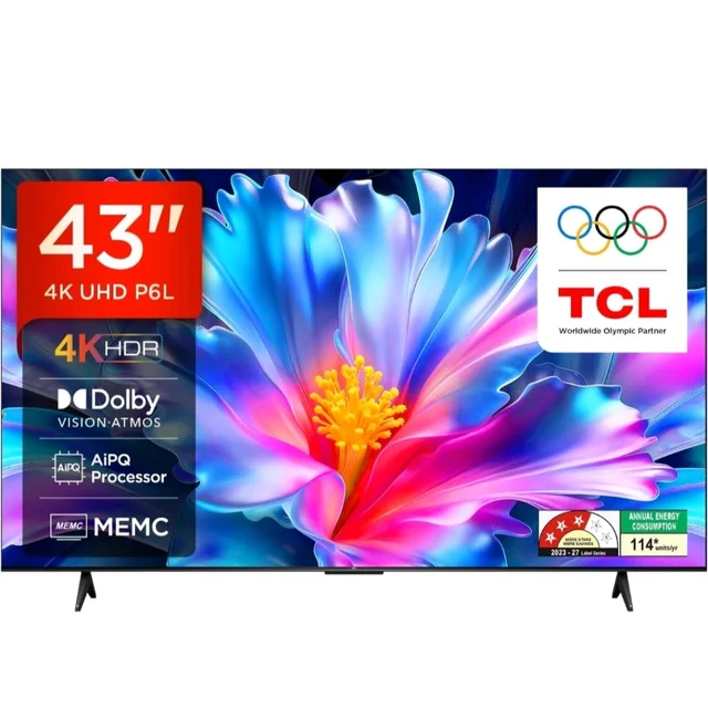 TCL 108 cm (43 inches) 4K Ultra HD Smart LED Google TV | 4K HDR | Dolby Vision & Atmos | Game Master | 60Hz MEMC | 43P6L