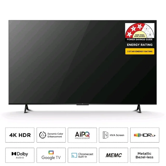 TCL 108 cm (43 inches) 4K Ultra HD Smart LED Google TV | 4K HDR | Dolby Vision & Atmos | Game Master | 60Hz MEMC | 43P6L