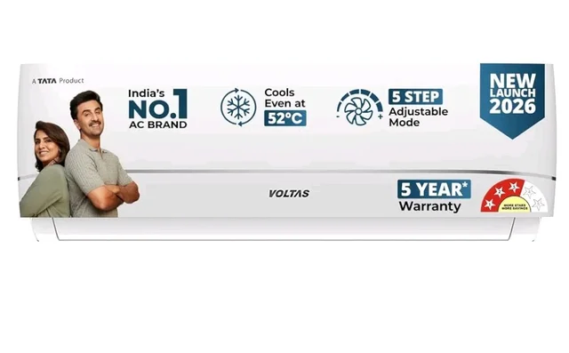 Voltas 1.42 ton 3 star, New star rated, Inverter Split AC (Copper, Convertible 5-in-1 Cooling Mode, 2-Way Air Swing, Anti-dust Filter with Anti Microbial Coating, 183INV CAV, 2026 Model, White)