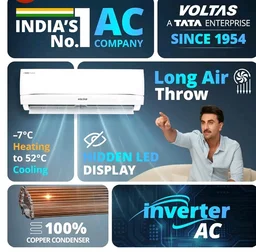 Voltas 1.42 ton 3 star, New star rated, Inverter Split AC (Copper, Convertible 5-in-1 Cooling Mode, 2-Way Air Swing, Anti-dust Filter with Anti Microbial Coating, 183INV CAV, 2026 Model, White)