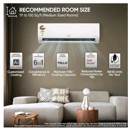 LG 1.5 Ton 3 Star, Smart Inverter Split AC (100% Copper Condenser, AI Convertible 6-in-1, Faster Cooling & Energy Saving, Diet Mode+, HD Filter with Anti-Virus Protection,Him Clean, AS-Q18JNXE,White)