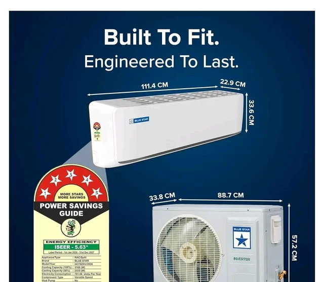Blue Star 1.5 Ton 5 Star, New Star Rated, Inverter Split AC (Copper,4-Way Swing, DigiQ Hepta Sensor, Blue Fins,Turbo Cool, Self Clean Technology (IA518ZXU, White))