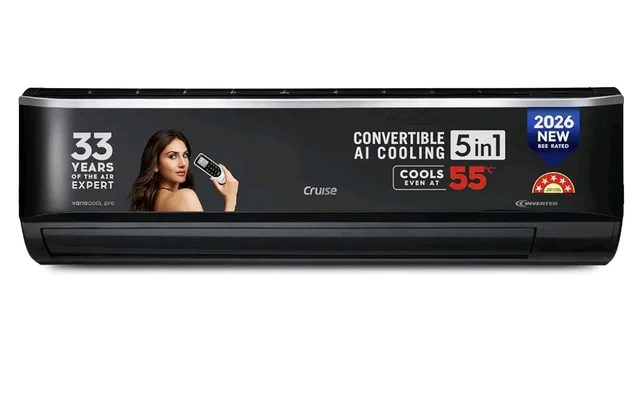 Cruise 1.5 Ton 5 Star VarioQool Pro Inverter Split AC (CWCVBM-VP3F185BL)
Cooling at 55°C | High ISEER Rating |100% Copper | Convertible 5-in-1 | 4 Way Swing | EEV Tech | PM2.5 Filter, Backlit Remote