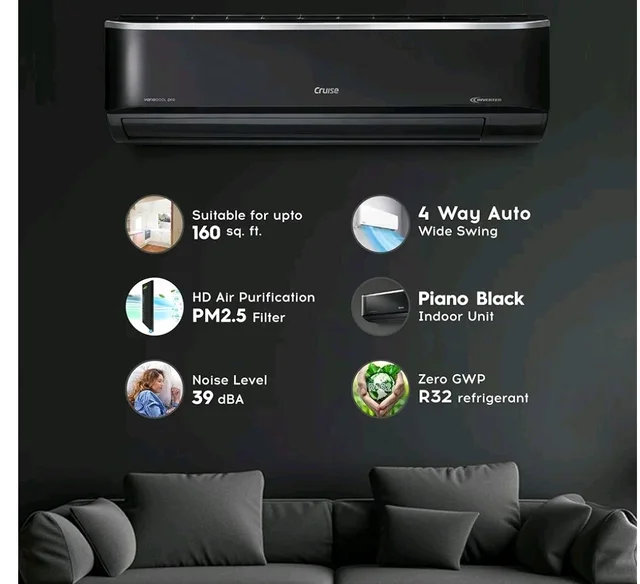 Cruise 1.5 Ton 5 Star VarioQool Pro Inverter Split AC (CWCVBM-VP3F185BL)
Cooling at 55°C | High ISEER Rating |100% Copper | Convertible 5-in-1 | 4 Way Swing | EEV Tech | PM2.5 Filter, Backlit Remote