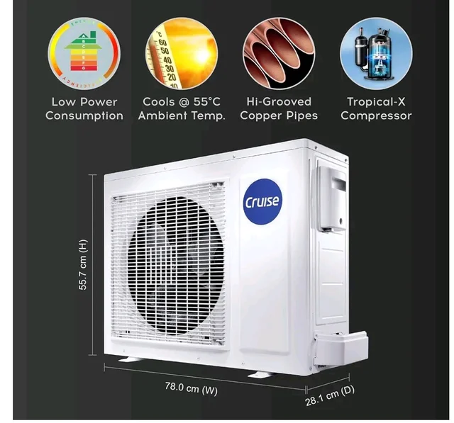 Cruise 1.5 Ton 5 Star VarioQool Pro Inverter Split AC (CWCVBM-VP3F185BL)
Cooling at 55°C | High ISEER Rating |100% Copper | Convertible 5-in-1 | 4 Way Swing | EEV Tech | PM2.5 Filter, Backlit Remote