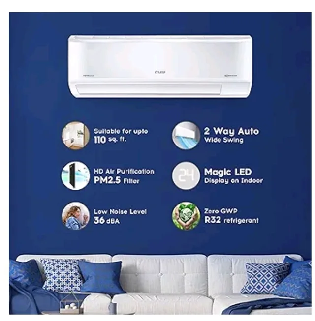 Cruise 1 Ton 3 Star VarioQool Inverter Split AC (2026, CWCVBM-VQ1D123)
Fast Cooling at 50 °C | 80–110 sq ft |100% Copper | Convertible 5-in-1 | Monsoon Comfort | PM 2.5 Filter | Anti-Rust Tech