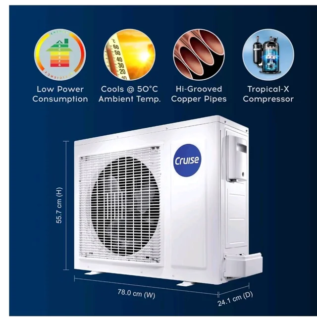 Cruise 1 Ton 3 Star VarioQool Inverter Split AC (2026, CWCVBM-VQ1D123)
Fast Cooling at 50 °C | 80–110 sq ft |100% Copper | Convertible 5-in-1 | Monsoon Comfort | PM 2.5 Filter | Anti-Rust Tech