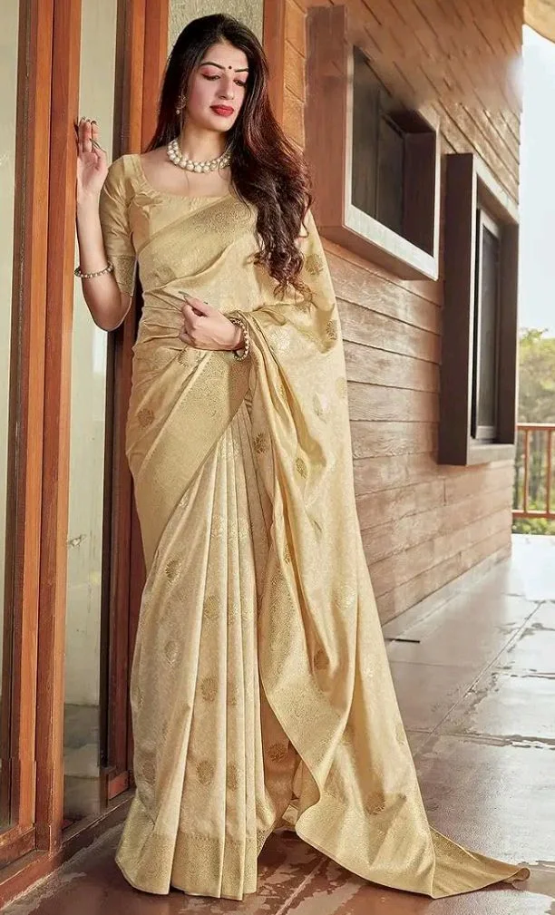 SGF11 Women's Kanjivaram Pure Soft Silk Saree For Women Pure Golden Zari With Blouse Piece
300+ bought in past month