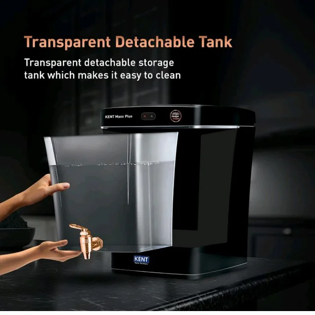 KENT Maxx Plus UV Water Purifier | UV+UF+Alk+Cu | 7L Transparent Detachable Tank | Benefits of Alkaline&Copper | Fully Automatic | Not Suitable for Borewell Water, Works Only on TDS Upto 150 | 60 L/hr