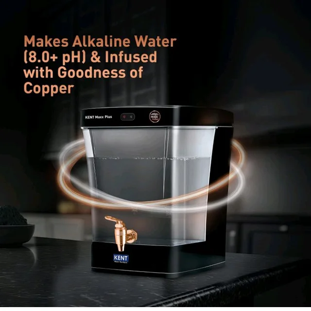 KENT Maxx Plus UV Water Purifier | UV+UF+Alk+Cu | 7L Transparent Detachable Tank | Benefits of Alkaline&Copper | Fully Automatic | Not Suitable for Borewell Water, Works Only on TDS Upto 150 | 60 L/hr