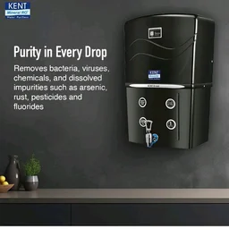 KENT Grand RO Water Purifier | Advanced RO Tech for Sabse Shudh Paani | RO+UF+TDS Control + UV LED Tank | 8L | 20LPH Flow | Ideal for Borewell/Tanker/Municipal Water | Largest Service Network | Black