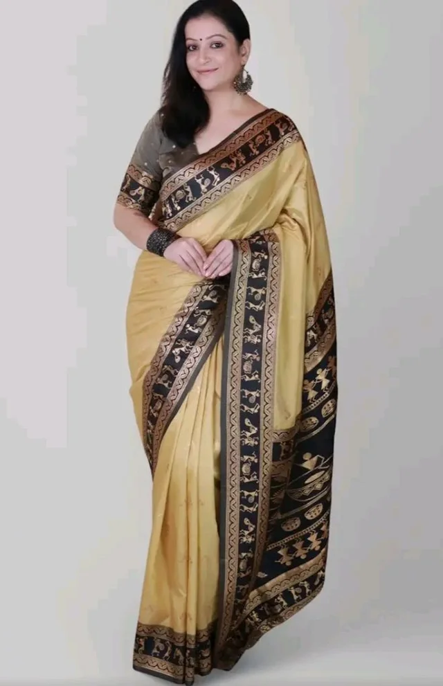 SGF11 Women's Kanjivaram Pure Soft Silk Saree With Unstitched Blouse Piece