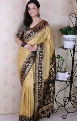 SGF11 Women's Kanjivaram Pure Soft Silk Saree With Unstitched Blouse Piece