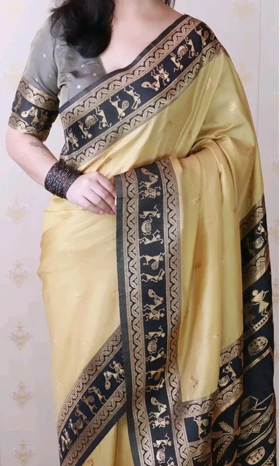 SGF11 Women's Kanjivaram Pure Soft Silk Saree With Unstitched Blouse Piece