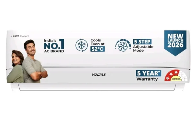 Voltas 1.42 ton 3 star, New star rated, Inverter Split AC (Copper, Convertible 5-in-1 Cooling Mode, 2-Way Air Swing, Anti-dust Filter with Anti Microbial Coating, 183INV CAV, 2026 Model, White)