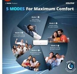 Voltas 1.42 ton 3 star, New star rated, Inverter Split AC (Copper, Convertible 5-in-1 Cooling Mode, 2-Way Air Swing, Anti-dust Filter with Anti Microbial Coating, 183INV CAV, 2026 Model, White)