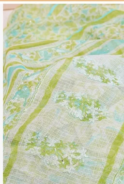 Taneira Women Light Green Rajasthan Printed Sanganeri Pure Cotton Kota Saree with Unsttitched Blouse Piece (SACP01AB3501-Light Green)