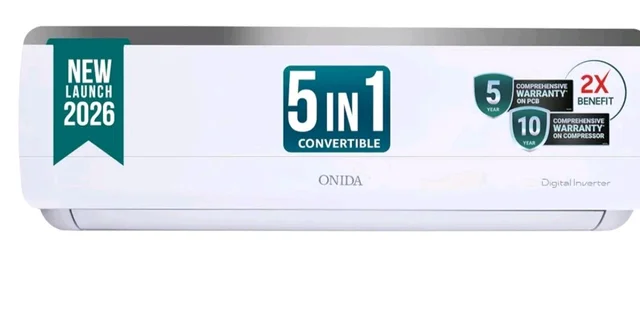 ONIDA 1.5 Ton 3 Star, New Star Rated, Inverter Split AC (Copper, Convertible 5-in-1, Fast Cooling at 55 °C, Deep Frost Clean, Turbo Flush Technology, IR193OMSE,White)