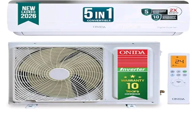 ONIDA 1.5 Ton 3 Star, New Star Rated, Inverter Split AC (Copper, Convertible 5-in-1, Fast Cooling at 55 °C, Deep Frost Clean, Turbo Flush Technology, IR193OMSE,White)