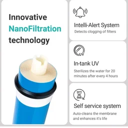 Neo 2X-60 NF + UV Water Purifier with Intelli-Alert System | Retains Healthy Minerals and Saves Water | NanoFiltration Better than RO | 10L Storage White (For TDS 300 to 600)