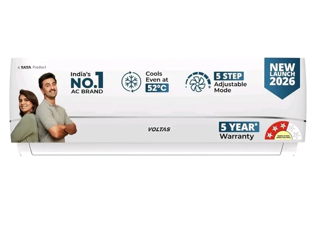 Voltas 1.42 ton 3 star, New star rated, Inverter Split AC (Copper, Convertible 5-in-1 Cooling Mode, 2-Way Air Swing, Anti-dust Filter with Anti Microbial Coating, 183INV CAV, 2026 Model, White)
