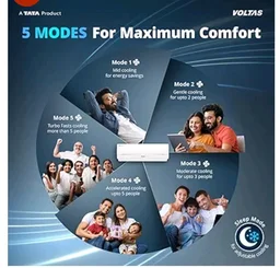 Voltas 1.42 ton 3 star, New star rated, Inverter Split AC (Copper, Convertible 5-in-1 Cooling Mode, 2-Way Air Swing, Anti-dust Filter with Anti Microbial Coating, 183INV CAV, 2026 Model, White)