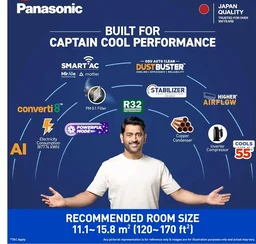 Panasonic 1.5 Ton 3 Star Premium Wi-Fi Inverter Smart Split AC (Matter/MirAIe, AI, DustBuster, 55°C Oper., Copper Condenser, 8in1 Convertible, 2-Way, PM0.1 Filter, CS/CU-SU18BKY3W, 2026 Model, White)
