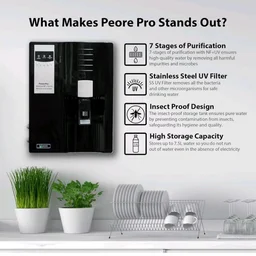 Pro-80 NF + UV Water Purifier | Retains Healthy Minerals and Saves Water | NanoFiltration Better than RO | Black (For TDS 500 to 1000)
