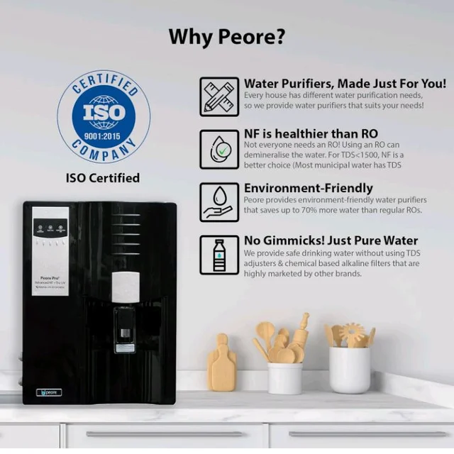 Pro-80 NF + UV Water Purifier | Retains Healthy Minerals and Saves Water | NanoFiltration Better than RO | Black (For TDS 500 to 1000)