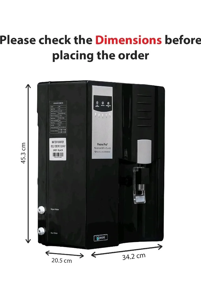 Pro-80 NF + UV Water Purifier | Retains Healthy Minerals and Saves Water | NanoFiltration Better than RO | Black (For TDS 500 to 1000)