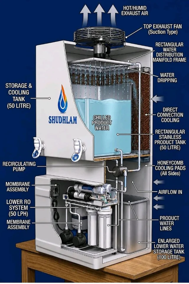 Water Purifier With Cooling 50 LPH Filtration, 50 Ltr Storage
RO+UV+UF+TDS+Alkaline Booster, Natural Cooling, Heavy Duty Water Dispenser, For Office, School, Hotel