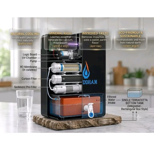 Water Purifier with cooling
11 LPH Filtration, 10L Storage, RO+UV+UF+TDS Adjuster+Alkaline, Natural Cooling, Compact
30%
off
Product Images and Videos (AI-Generated Alt Text)