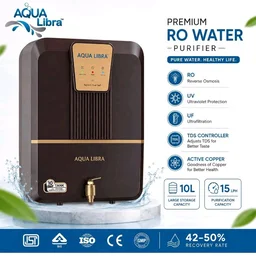 AQUA LIBRA Premium Series RO Water Purifier | RO + UV + Active Copper + TDS Controller + UF | 10 Litre Storage | 15 LPH | Food Grade Material | Pan India Service