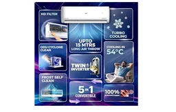 Visit the Haier Store
3.7
3.7 out of 5 stars
(5)
Haier 2 Ton 3 Star, New star rated, Twin Inverter Split AC (Long Air Flow, HD Filter, 5 in 1 Convertible, Copper, 2-way Swing, Turbo Cooling even at 54°C, White)-HSA24VP-W3NB-I