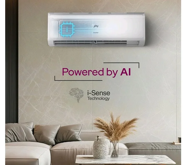Godrej 1.5 Ton 3 Star| New Star Rated| Inverter Split AC | 5-in-1 Convertible Cooling | 5 Year Comprehensive Warranty| AI Powered| Heavy Duty Cooling at 52°C| (AC 1.5T EC HIC 18Q3TH WA)