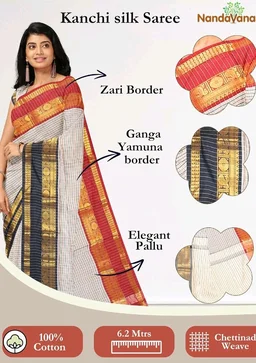 Women's Kanchi Silk Ganga Yamuna Border Saree with Blouse