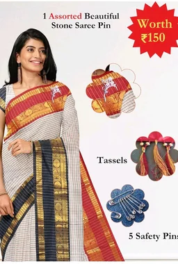 Women's Kanchi Silk Ganga Yamuna Border Saree with Blouse