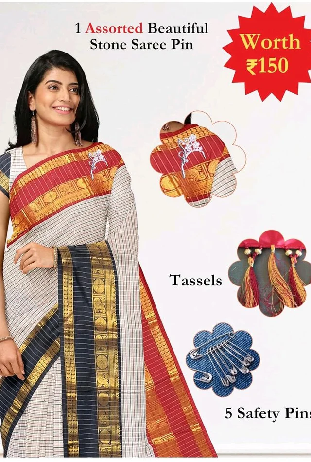 Women's Kanchi Silk Ganga Yamuna Border Saree with Blouse