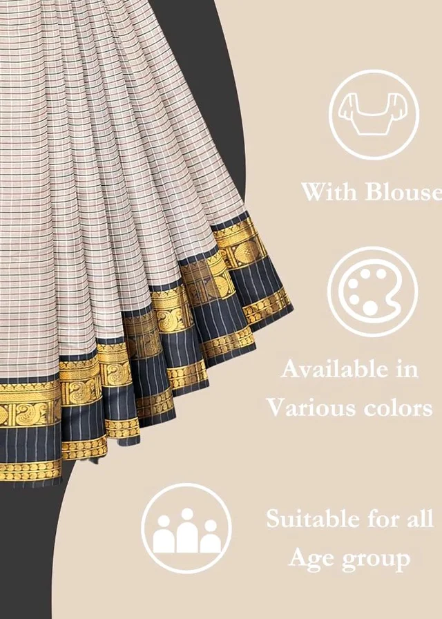 Women's Kanchi Silk Ganga Yamuna Border Saree with Blouse