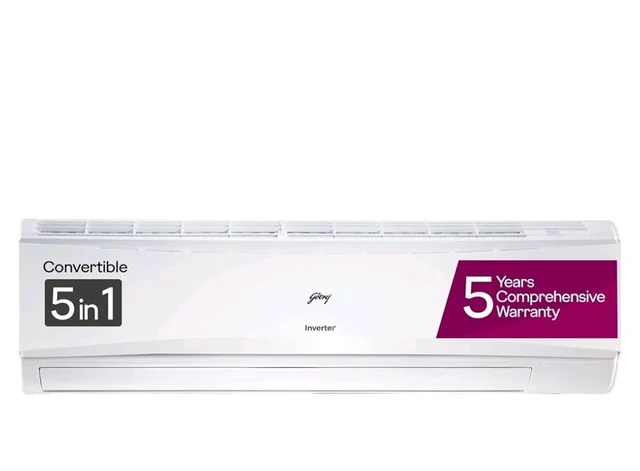 Godrej 1.4 Ton 5 Star, 5 Years Comprehensive Warranty, AI Tech, 5-In-1 Convertible Cooling, Heavy Duty Cooling At 52 °C Inverter Split AC (Copper, I-Sense Technology, AC 1.4T EI 17LINV5R32 WYR, White)