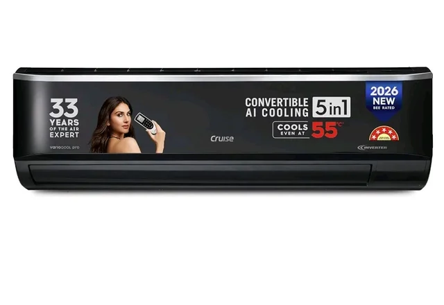 the Cruise Store
4.1
4.1 out of 5 stars
(28)
Cruise 1.5 Ton 5 Star VarioQool Pro Inverter Split AC (CWCVBM-VP3F185BL)
Cooling at 55°C | High ISEER Rating |100% Copper | Convertible 5-in-1 | 4 Way Swing | EEV Tech | PM2.5 Filter, Backlit Remote
