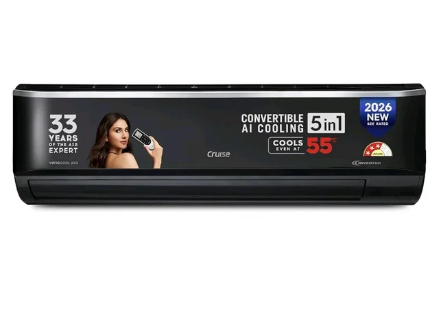 Cruise 1.6 Ton 3 Star Inverter Split AC (CWCVBM-VP3F193BL, Piano Black)
Heavy Duty Cooling at 55°C, 2026 Model, Long Airflow, 100% Copper, Convertible 5-in-1, 4-Way Swing, PM 2.5 Filter